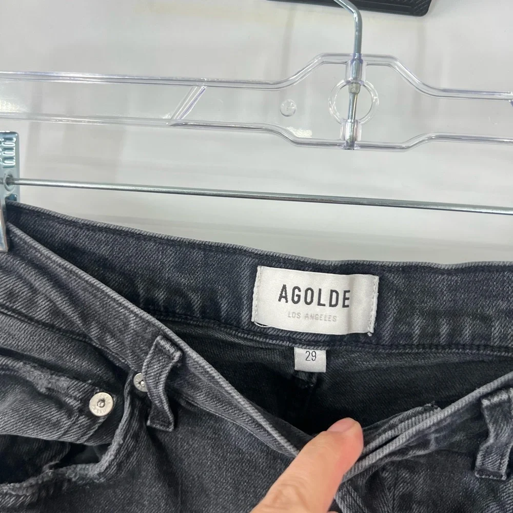 AGOLDE Riley High Rise Straight Leg Crop Jeans in Panoramic Button Fly